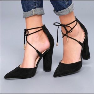 Lulu’s Luna Black Suede Heels